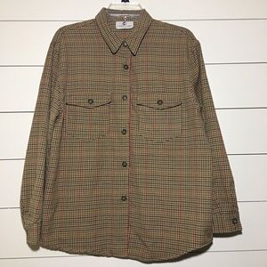 Cape Cod Vintage Plaid Button Long Sleeve Collar